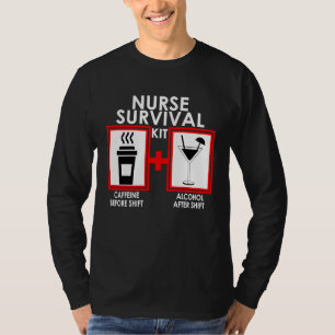 Camiseta Kit de Sobrevivência de Enfermeira Cocktail de Caf