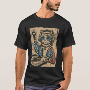 Camiseta Kit de toca-discos Cat Dj Vintage Kitten Disco Mús