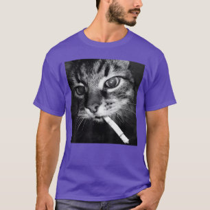 Camiseta Kit Gatinho Cigarro Meme Gato Engraçado Fumando Cé