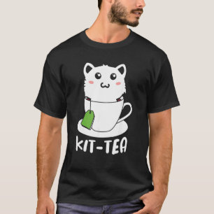 Camiseta Kit Retro de Chá Gatinho Gato Bebedor de Chá Pun X