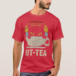 Camiseta Kit Tea Black Kitty Cat Tea Lover Gift