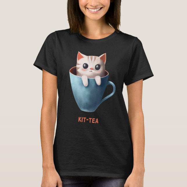 Camiseta Kit tea Kita Kitty Gato Tea Kitten Cup Anima (Frente)