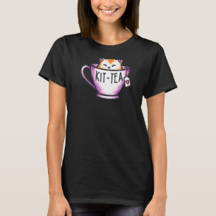 Camiseta Kit Tea Pun Kitty Cats Gato Gato Gato Gato Gato de