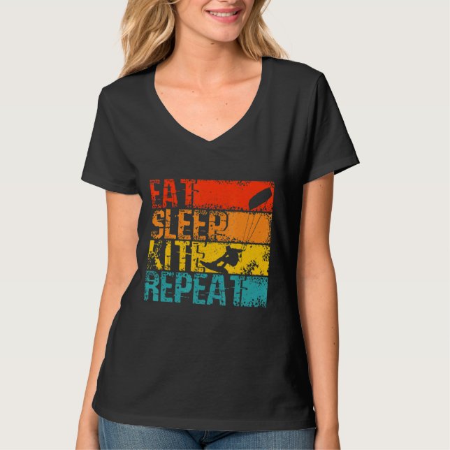 Camiseta Kiteboard Comer Gato Dormir Kite Kitesurf (Frente)