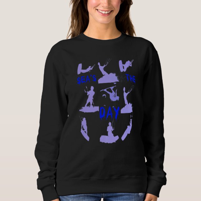 Camiseta Kiteboarder Silhouette Montage Seas The Day Lilac (Frente)