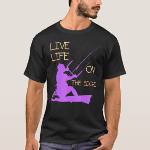 Camiseta Kitesurfer Vivendo Em Uma Onda Ao Vivo No Bordo Li