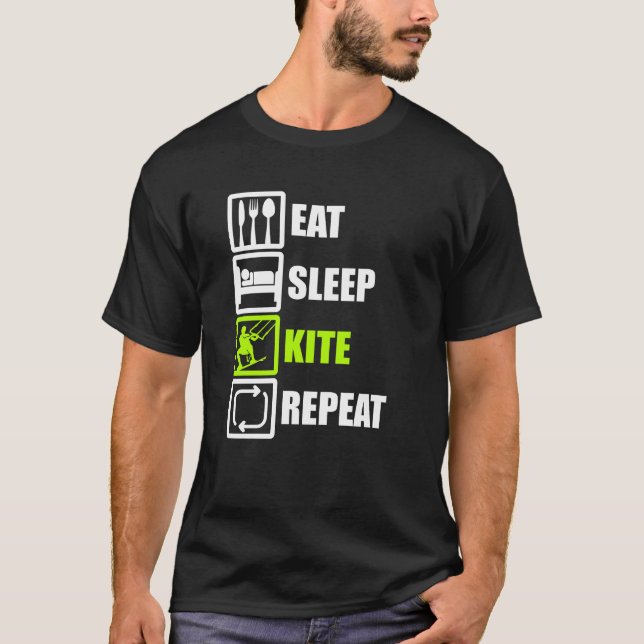 Camiseta Kitesurfing de Reprodução de KITE do EAP SLEEP (Frente)