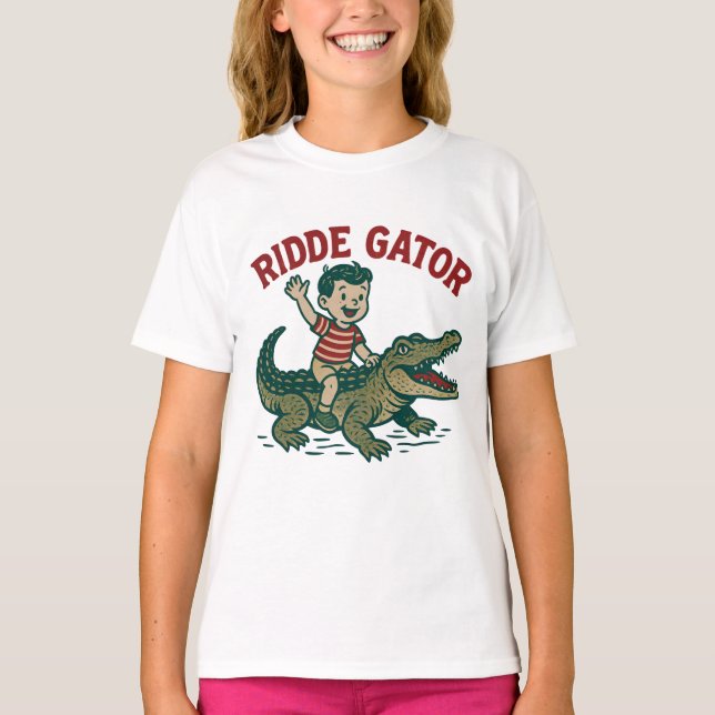 Camiseta Kitsch Antigo da Flórida Jacaré Ridículo | Garotas (Frente)