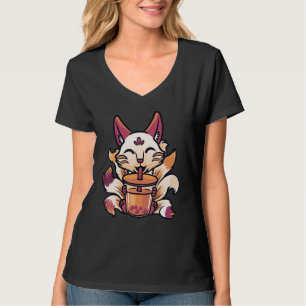 Camiseta Kitsune Boba Japonês Bolha Tea Cute Fox