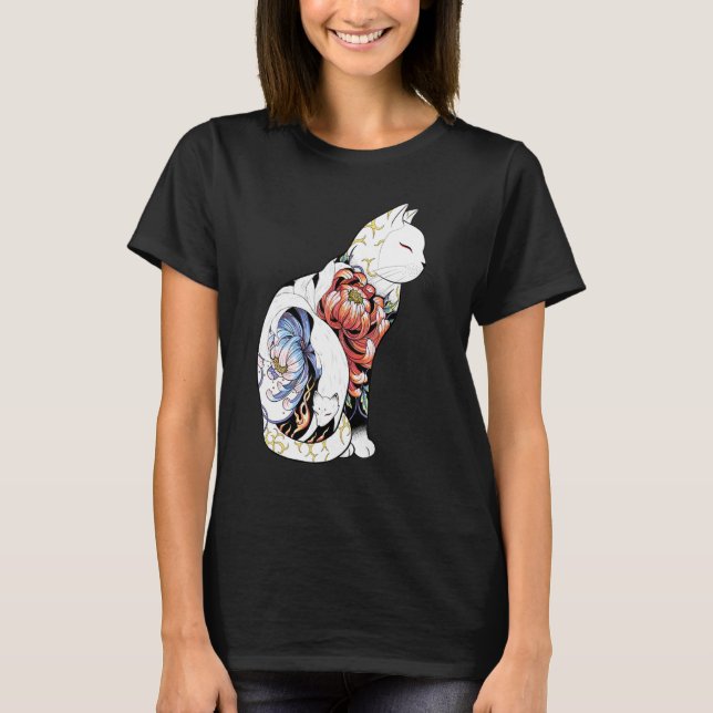 Camiseta Kitsune Cat Tattoo - peony foxy Classic (Frente)