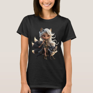 Camiseta Kitsune Celestial – Guardiã das Quatro Caudas. 