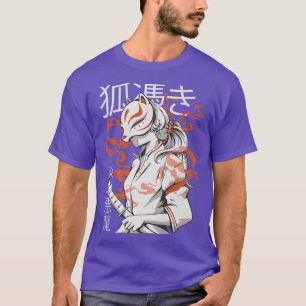 Camiseta Kitsune da Máscara de Anime do Japão, Estilo do Di