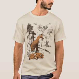 Camiseta Kitsune - Design Tradicional de Roupas de Rua Japo