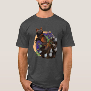 Camiseta Kitsune e Columbine Flowers