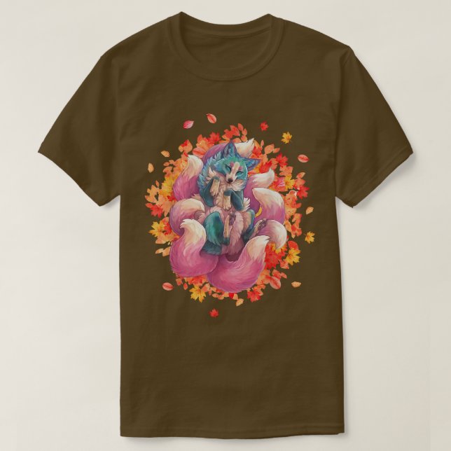 Camiseta Kitsune Fo um Japonês Nove à Medida de um Kitsune  (Frente do Design)