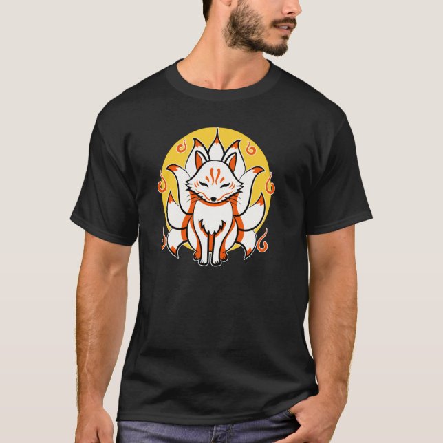Camiseta Kitsune Japonês Kami Inari Fox Protetor Tempel S (Frente)