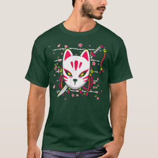Camiseta Kitsune Japonês Máscara Cultura Fox Art Saga Ani