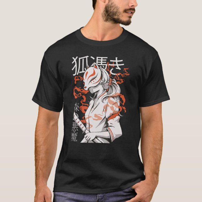 Camiseta Kitsune Japonês Samurai Ninja 3 (Frente)