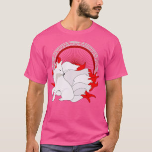 Camiseta Kitsune Kawaii Fox com Muitas Caudas Premiu Japonê