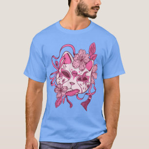 Camiseta Kitsune Mask Sakura Cherry Blossom Flor Japonês