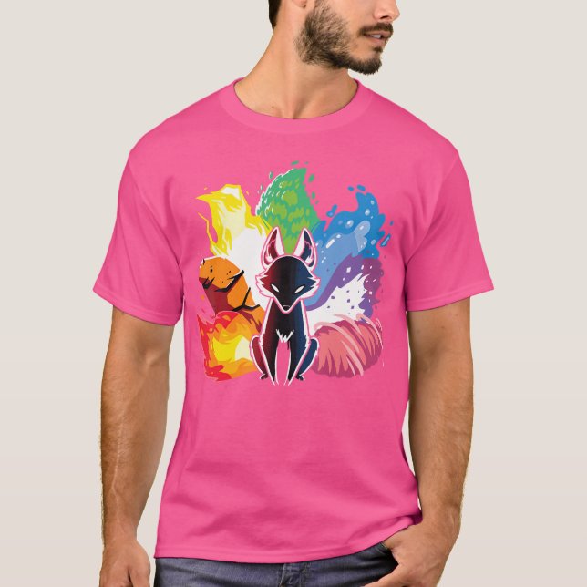 Camiseta Kitsune Nine Tail Rainbow Fox (Frente)