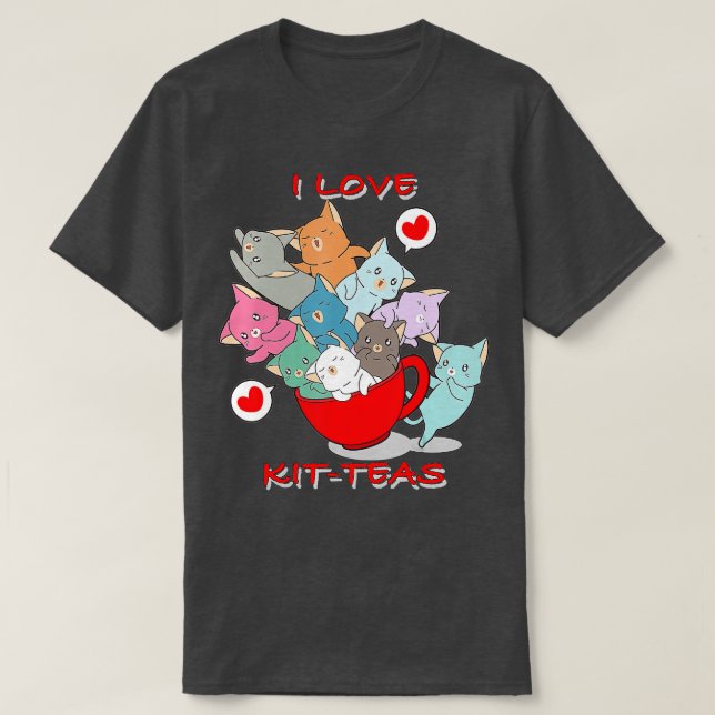 Camiseta KitTea Cat Lover Bonito E Engraçado Cat 1 (Frente do Design)