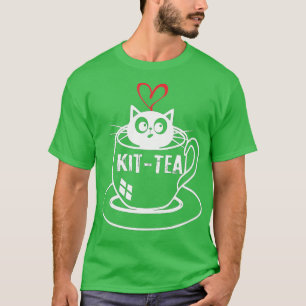 Camiseta KitTea Cat Lover Tea Lover Bonito e Gato Engraçado