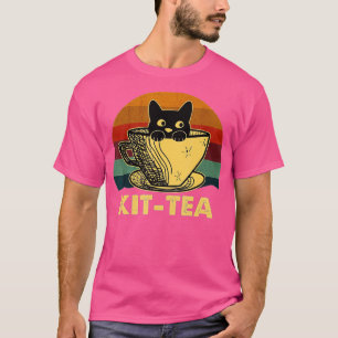 Camiseta KitTea Cat Lover Vintage Gota E Gato Negro Engraça