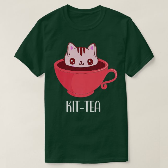 Camiseta KitTea Cat Mug Kit Tea para Cat Lovers KitTea Prem (Frente do Design)