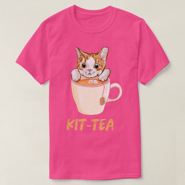 Camiseta KitTea Drinker Gatinho Teacup Kitten Engraçado Gat (Frente do Design)