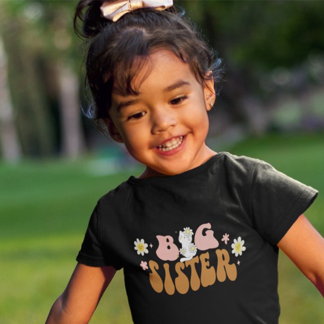 Camiseta Kitten Big Sister Daisy Retro (Criador carregado)