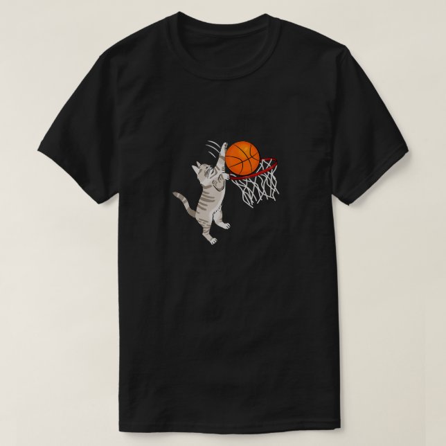 Camiseta Kitten Cat Jogando Basquete Dunball L (Frente do Design)