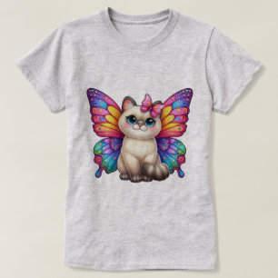 Camiseta Kitten com Asas Borboleta Vibrantes