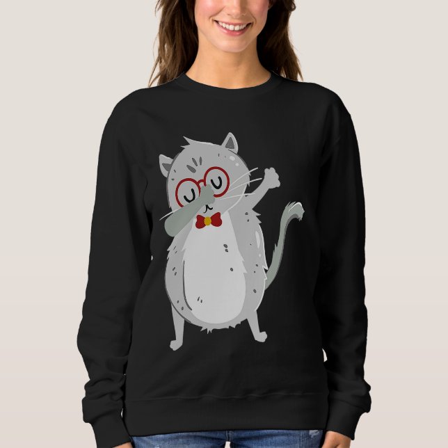Camiseta Kitten Dab I Grey Cat with Glasses I Dabbing Cats (Frente)