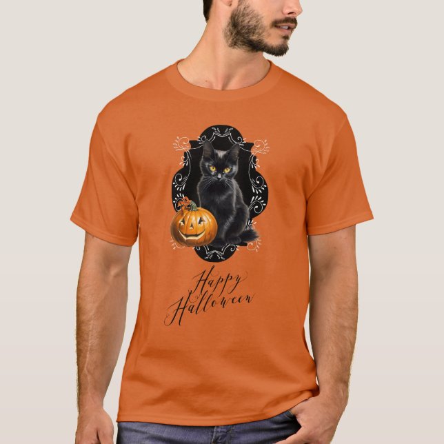 Camiseta Kitten e Jack o'Lantern do Halloween (Frente)