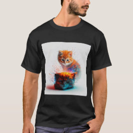 Camiseta Kitten Energy Burst: Um Feline Duo Colorido