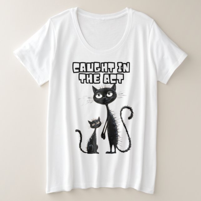 Camiseta Kitten Preto e Pequeno Companheiro no Estilo de Ca (Frente do Design)