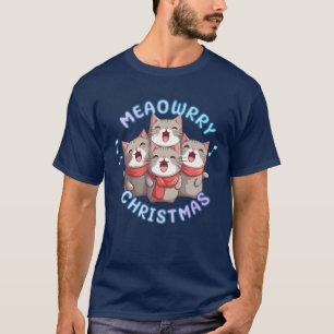 Camiseta Kittens de Natal cantando encantadora familia de n