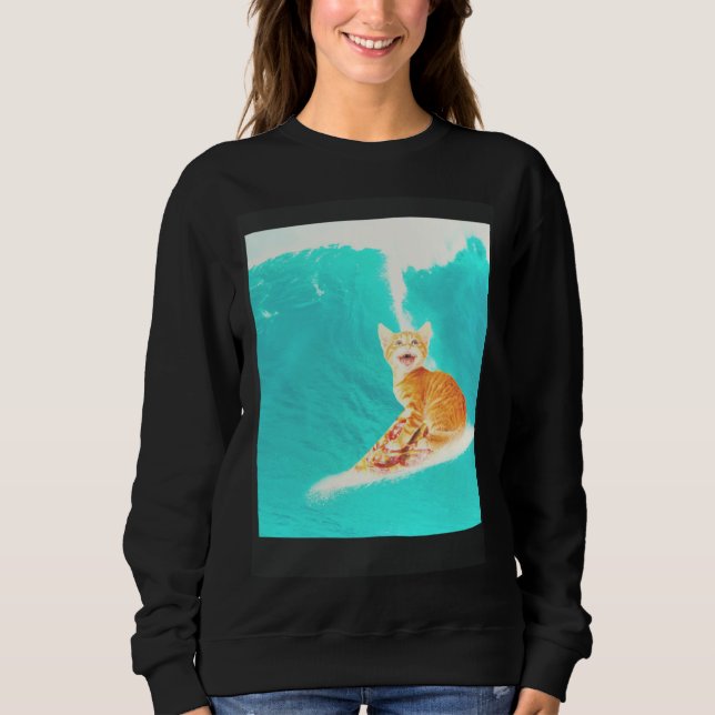 Camiseta Kitty Cat Surfing Pizza (Frente)