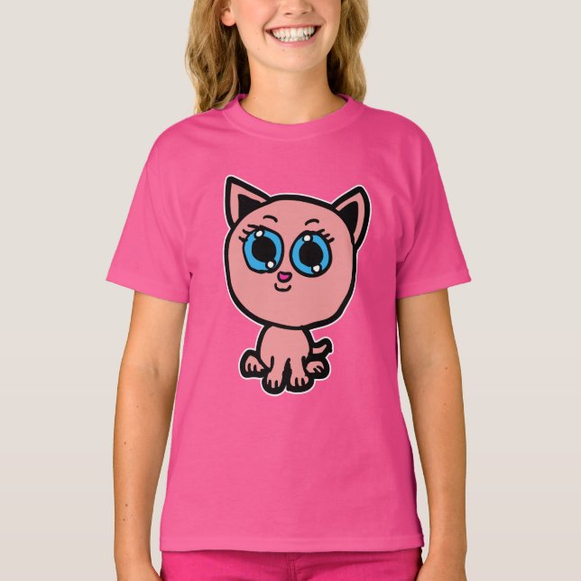 Camiseta Kitty Chibi Rosa (Frente)