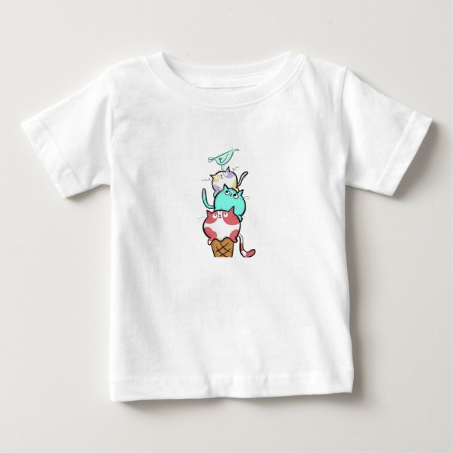 Camiseta Kitty Cone Cute Cat Ice Cream Kawaii (Frente)