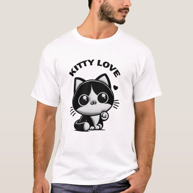 Camiseta Kitty Love: Noir Gatinho Fofo (Frente)