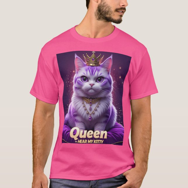 Camiseta Kitty Real Roxa – Rainha Ouça Meu Ronronar (Frente)