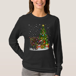 Camiseta Kiwi Bird Xmas Tree Lighting Papais noeis Kiwi Bir