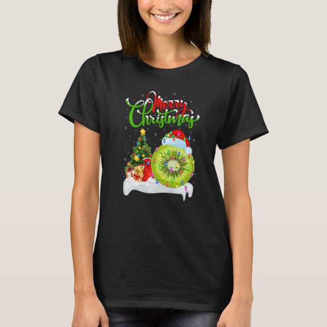 Camiseta Kiwi Fruit  Xmas Decorations Santa Kiwi Fruit Chri (Frente)
