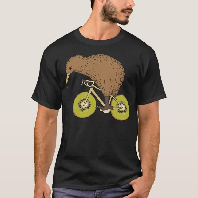 Camiseta Kiwi Riding Bike With Kiwi Wheels bicycle  (Frente)