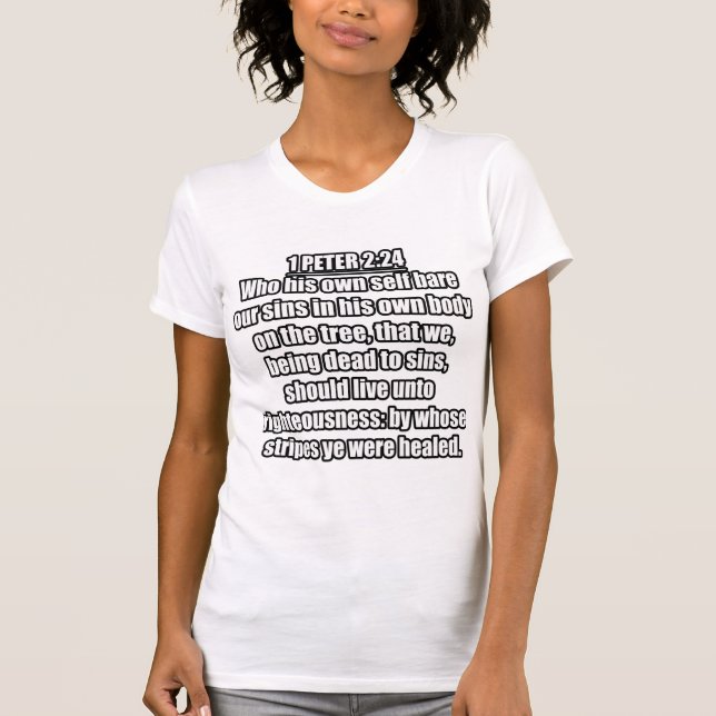 Camiseta (KJV) 1 Pedro 2:24 Versículo Bíblico (Frente)