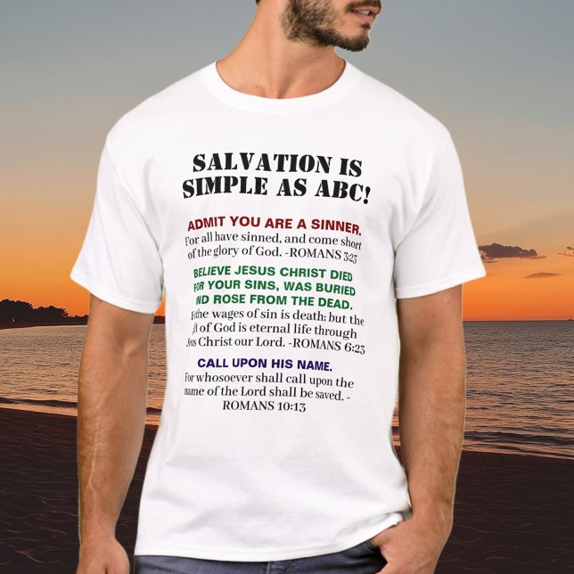 Camiseta KJV Gospel ABC Salvação de Fé Cristã Jesus (Criador carregado)