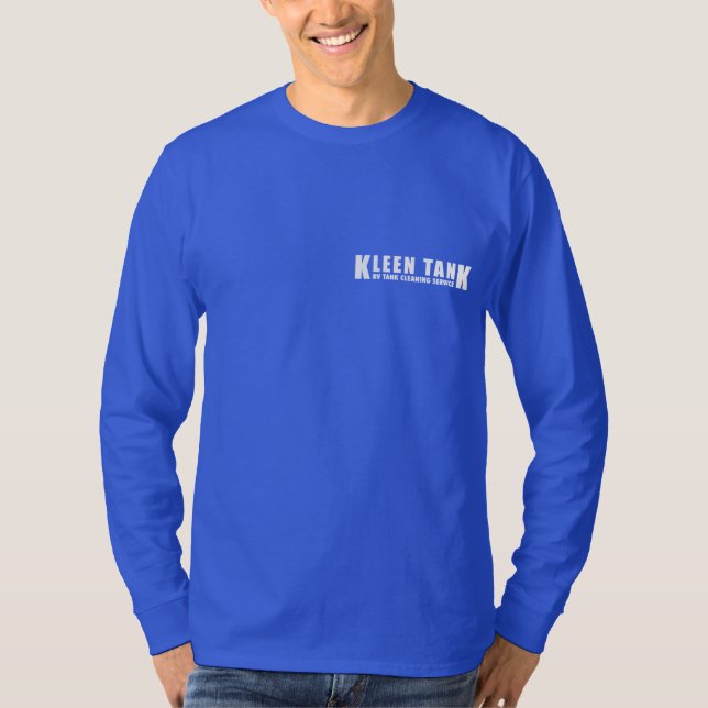 Camiseta Kleen Tank Long Sleeve White on Blue Customizable  (Frente)