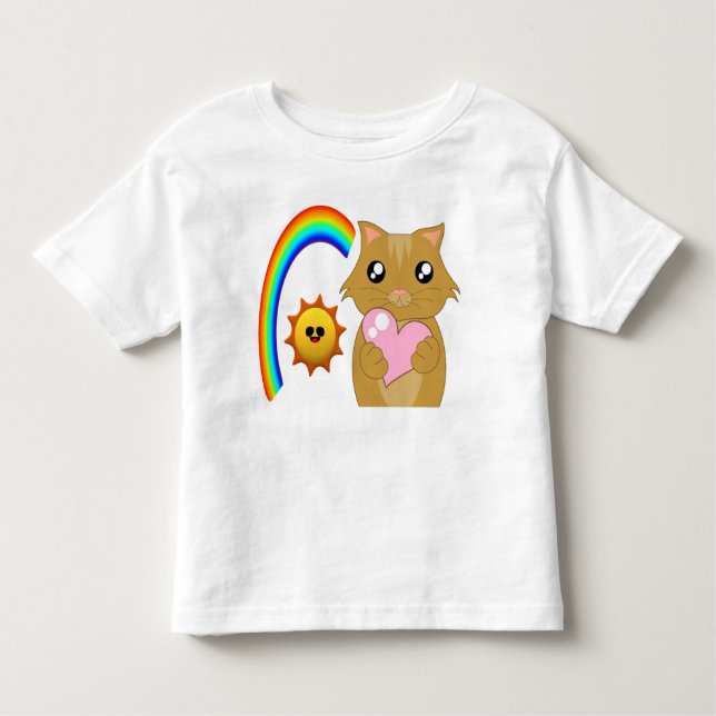 Camiseta kleines Kätzchen mit Herz und Regenbogen (Frente)